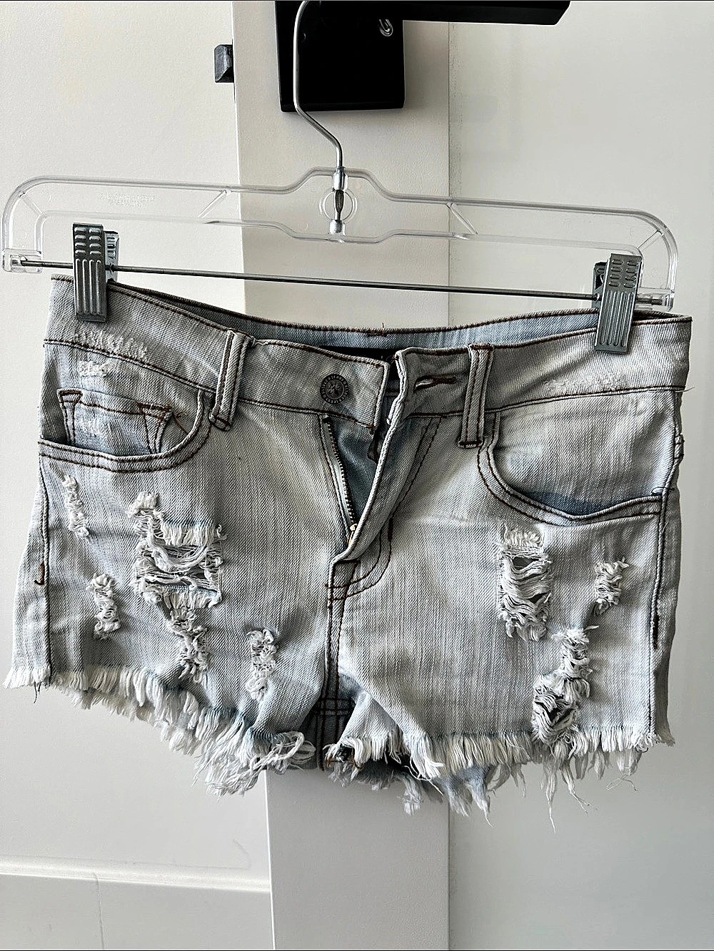 Distressed Jean Shorts in light denim